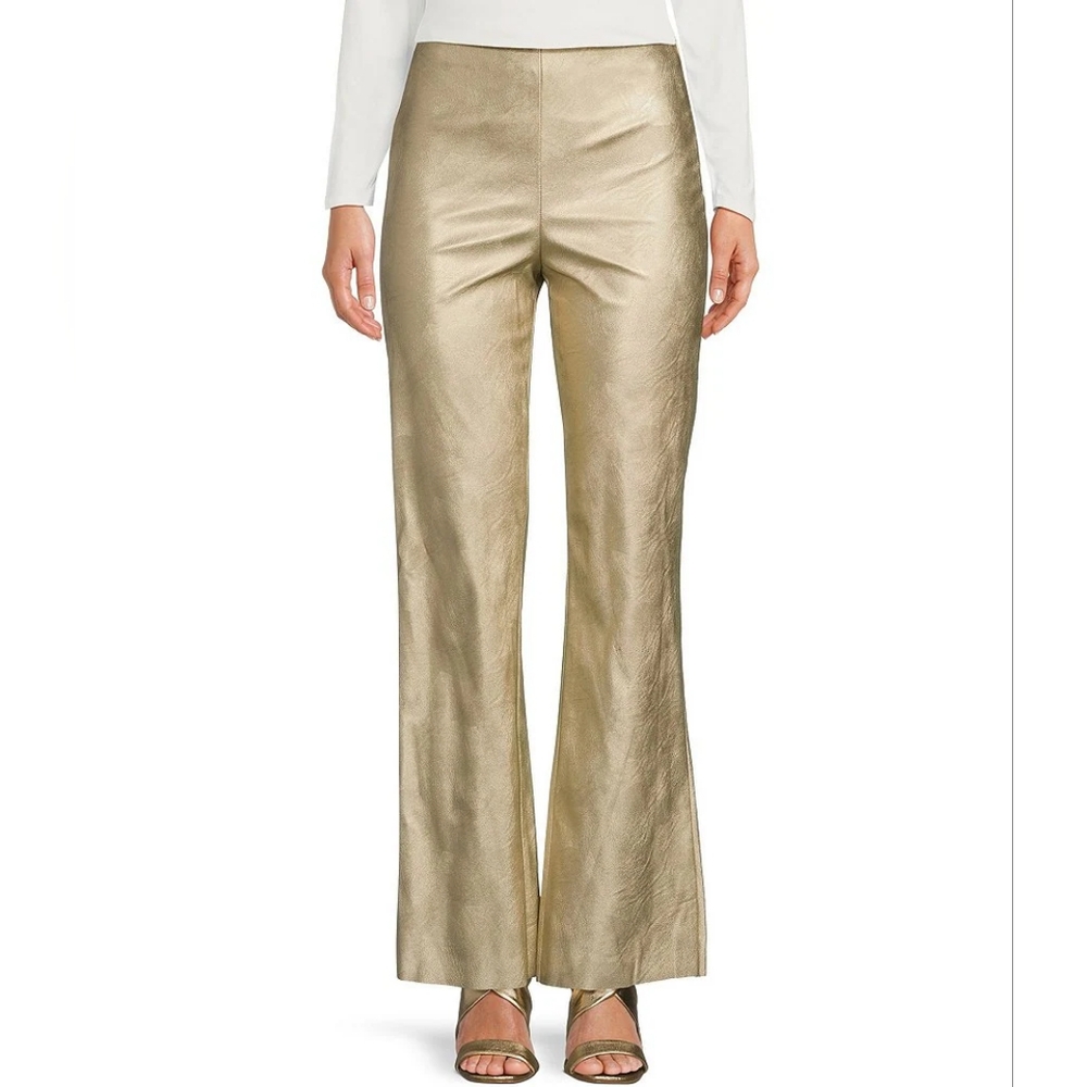 Vince CamutoMetallic Coated Flare Leg Pull-On Pants